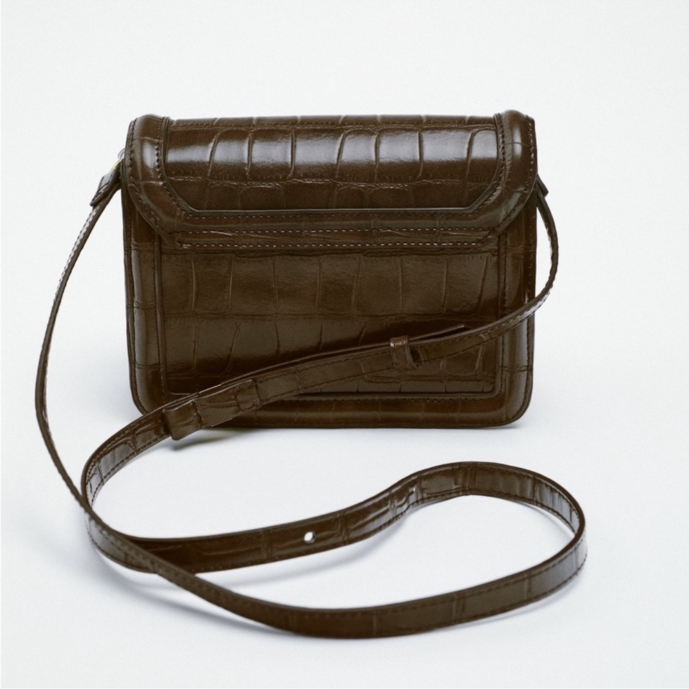 Zara Elegant Brown Leather Crossbody Bag - Picture 6 of 12
